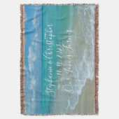 ビーチ結婚式のカスタムでパーソナライズな新婚者 スローブランケット (正面縦)