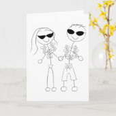 ビーチ結婚式のカップル カード (黄色い花)