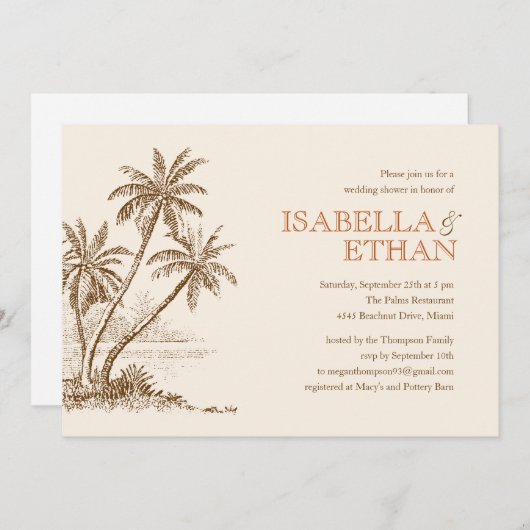 ビーチ結婚式のシャワーの招待状 招待状 (正面/裏面)