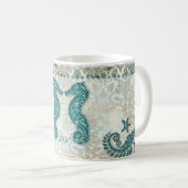 ビーチ結婚式のタツノオトシゴのバレンタインのコーヒー・マグ コーヒーマグカップ (正面右)