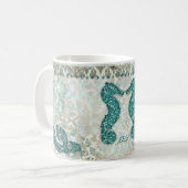 ビーチ結婚式のタツノオトシゴのバレンタインのコーヒー・マグ コーヒーマグカップ (正面左)