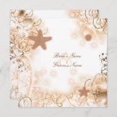 ビーチ結婚式のテーマのエレガントなメニュー メニュー (正面/裏面)