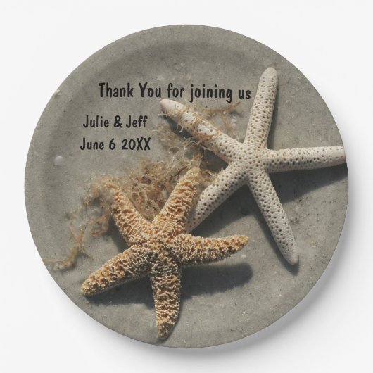 ビーチ結婚式のテーマのパーティーのプレート ペーパープレート (正面)
