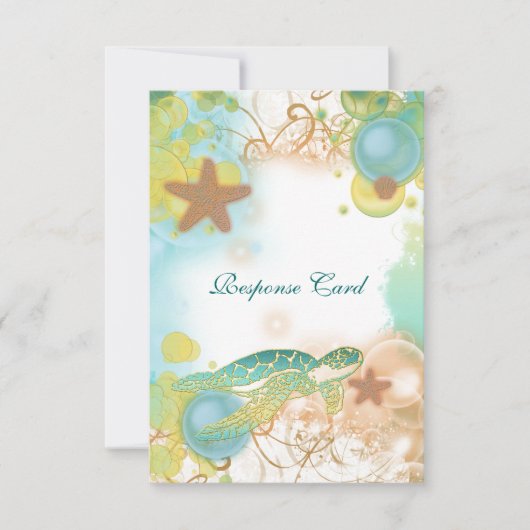 ビーチ結婚式のテーマの応答のrsvp 出欠カード (正面)