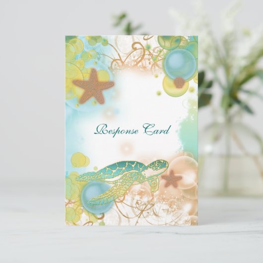 ビーチ結婚式のテーマの応答のrsvp 出欠カード (スタンド正面)