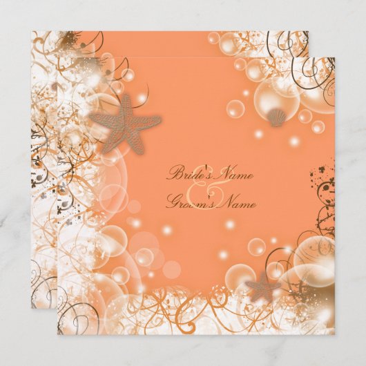 ビーチ結婚式のテーマの~のエレガントなパーティーのカスタム 招待状 (正面/裏面)