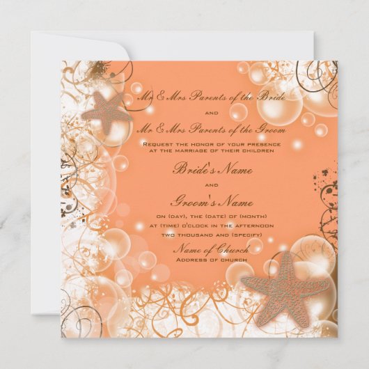 ビーチ結婚式のテーマの~のエレガントなパーティーのカスタム 招待状 (裏面)