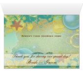 ビーチ結婚式のテーマの~のテーブルの座席によって折られるカード (内部横(下))