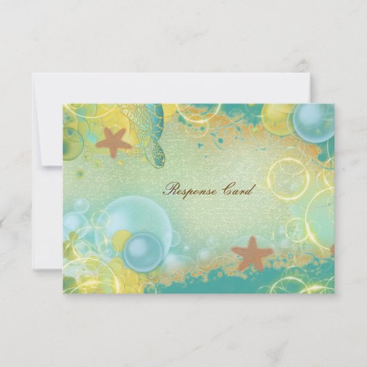 ビーチ結婚式のテーマの~の応答のrsvpカード 出欠カード (正面)