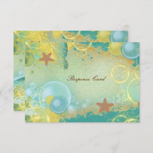 ビーチ結婚式のテーマの~の応答のrsvpカード 出欠カード (正面/裏面)
