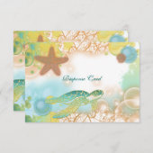 ビーチ結婚式のテーマの~の応答のrsvpカード 出欠カード (正面/裏面)