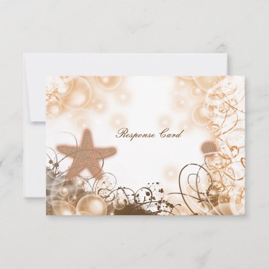 ビーチ結婚式のテーマの~の応答のrsvpカード 出欠カード (正面)