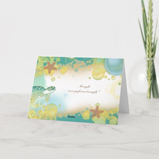 ビーチ結婚式のテーマの~は感謝していしています サンキューカード (裏面)