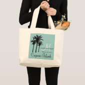 ビーチ結婚式のトートバックのカリブのなヤシの木 ラージトートバッグ (正面(商品))