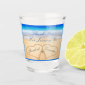ビーチ結婚式のハートを砂に ショットグラス (正面)