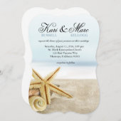 ビーチ結婚式のヒトデの貝殻の海 招待状 (正面/裏面)