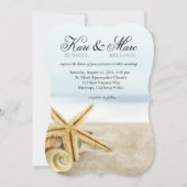 ビーチ結婚式のヒトデの貝殻の海 招待状 (正面)