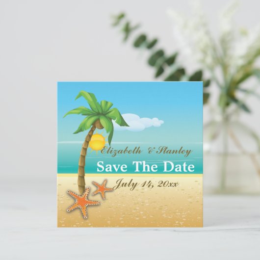 ビーチ結婚式のヒトデ日付の保存 セーブザデート (スタンド正面)
