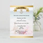 ビーチ結婚式のリハーサルカードの結婚指輪 招待状 (スタンド正面)