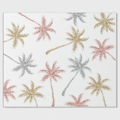 ビーチ結婚式の三金ゴールドの大理石のヤシの木の葉 ラッピングペーパー (フラット)