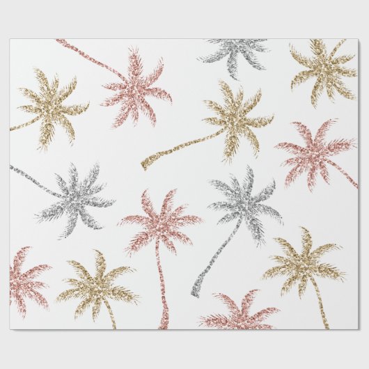 ビーチ結婚式の三金ゴールドの大理石のヤシの木の葉 ラッピングペーパー (フラット)