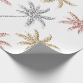 ビーチ結婚式の三金ゴールドの大理石のヤシの木の葉 ラッピングペーパー (角)