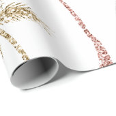 ビーチ結婚式の三金ゴールドの大理石のヤシの木の葉 ラッピングペーパー (ロールコーナー)