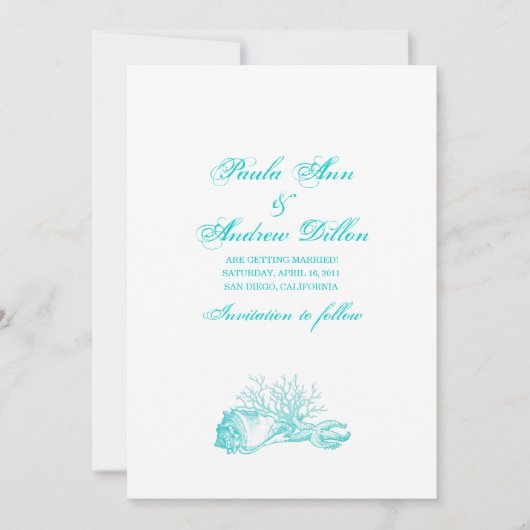 ビーチ結婚式の保存日付 セーブザデート (正面)