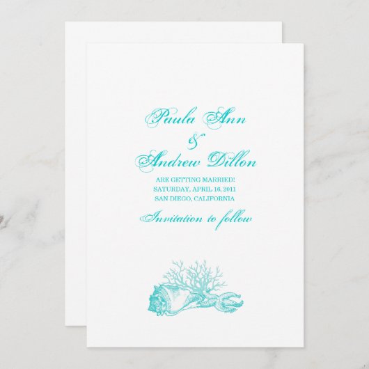 ビーチ結婚式の保存日付 セーブザデート (正面/裏面)