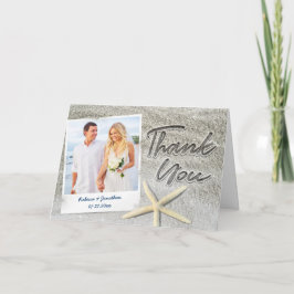 ビーチ結婚式の写真のサンキューカード|の砂の原稿 シーズンカード