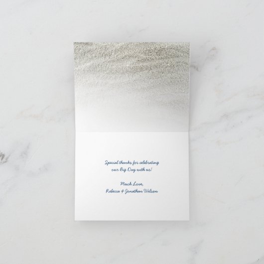 ビーチ結婚式の写真のサンキューカード|の砂の原稿 シーズンカード (内部)