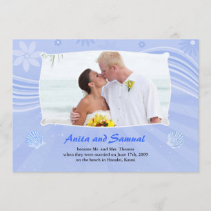 ビーチ結婚式の写真平らなカード発表 案内状