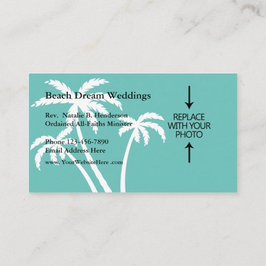 ビーチ結婚式の大臣 名刺 (裏面)