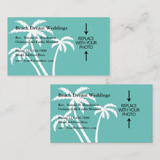 ビーチ結婚式の大臣 名刺 (正面/裏面)