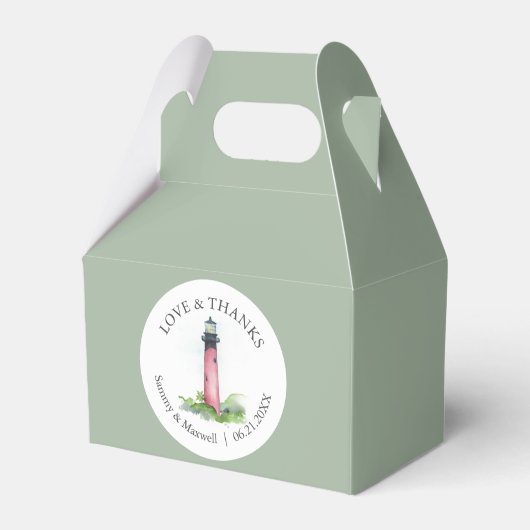 ビーチ結婚式の好意ボックスウォーターカラーライトハウス フェイバーボックス (正面サイド)