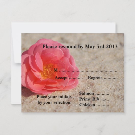 ビーチ結婚式の応答カード-砂に上がりました 出欠カード (正面)