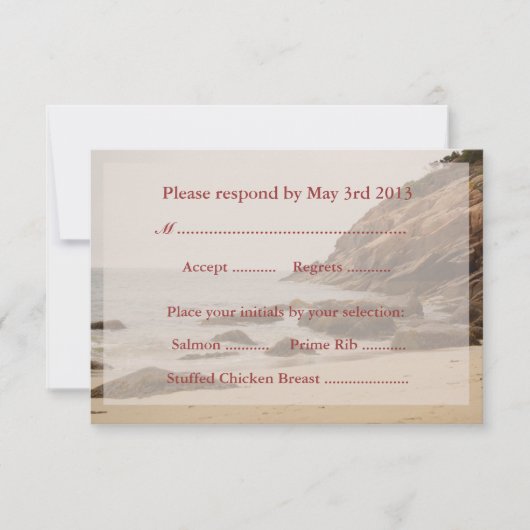 ビーチ結婚式の応答カード-荒磯 出欠カード (正面)