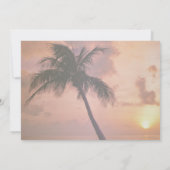 ビーチ結婚式の手のひら、日没、ボート日付を保存 セーブザデート (裏面)