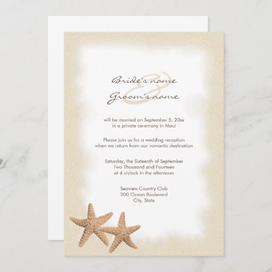 ビーチ結婚式の披露宴の招待状だけ 招待状 (正面/裏面)