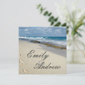 ビーチ結婚式の招待の足跡 招待状 (スタンド正面)