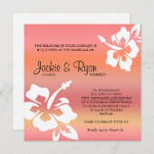 ビーチ結婚式の招待状のハイビスカスの珊瑚のオレンジ 招待状 (正面/裏面)