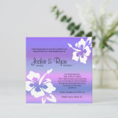 ビーチ結婚式の招待状のハイビスカスの紫色のピンク 招待状 (スタンド正面)