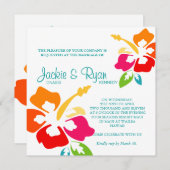 ビーチ結婚式の招待状のハイビスカスの花のカラフル 招待状 (正面/裏面)