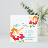 ビーチ結婚式の招待状のハイビスカスの花のカラフル 招待状 (スタンド正面)