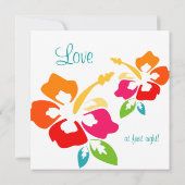 ビーチ結婚式の招待状のハイビスカスの花のカラフル 招待状 (裏面)