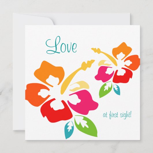 ビーチ結婚式の招待状のハイビスカスの花のカラフル 招待状 (裏面)