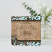 ビーチ結婚式の招待状のハイビスカス茶色がかった鋼色 招待状 (スタンド正面)