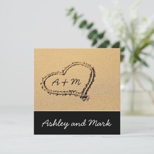 ビーチ結婚式の招待状のハート 招待状 (スタンド正面)