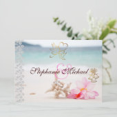 ビーチ結婚式の招待状の結婚指輪 招待状 (スタンド正面)