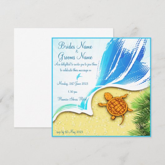 ビーチ結婚式の招待 招待状 (正面/裏面)